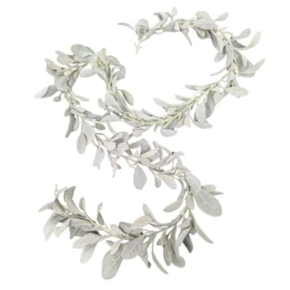 190cm Silver/Green Lambs Ear Garland