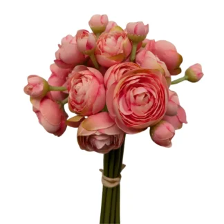 26cm 9pc Single Stem Pink Ranunculus Bunch