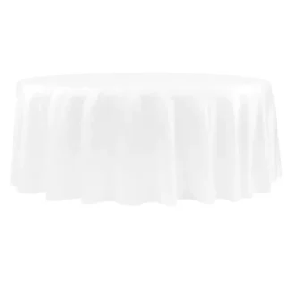 120" Round White Lamour Tablecloth