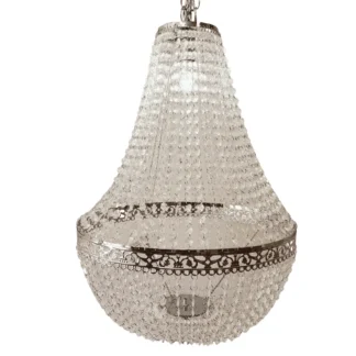 Small Silver and Acrylic Crystal Bell Chandelier