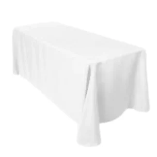 90"x132" White Premium Polyester Tablecloth