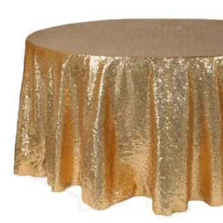 120" Round Gold Sequin Tablecloth