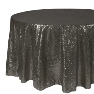 120" Round Black Sequin Tablecloth