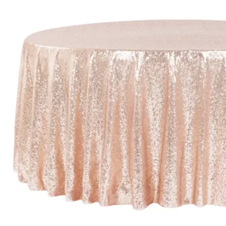 120" Round Blush Pink Sequin Tablecloth