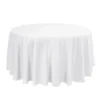 White 120 round polyester tablecloth