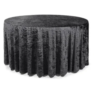 120" Black Crushed Velvet Tablecloth