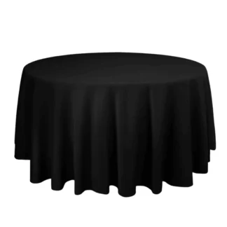 120" Premium Polyester Round Black Tablecloth