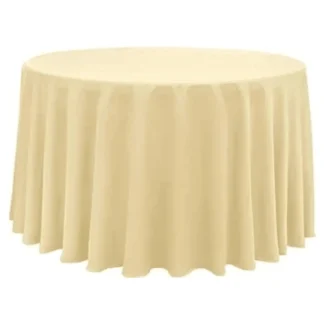 120" Round Ivory Economy Polyester Tablecloth