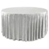 white 120 round crushed velvet tablecloth