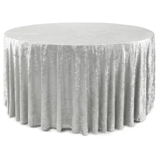 120" White Crushed Velvet Tablecloth