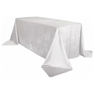90x156" White Crushed Velvet Tablecloth