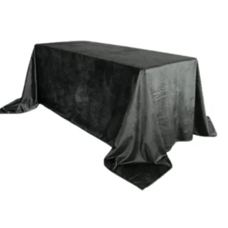 90x156" Black Crushed Velvet Tablecloth