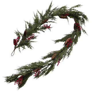 180cm Cedar Garland w/ Pinecones and Berries