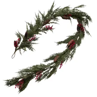 180cm Cedar Garland w/ Pinecones and Berries