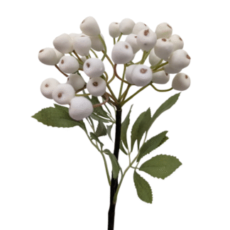 25cm White Single Stem Berry Branch