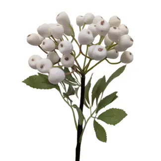 25cm White Single Stem Berry Branch
