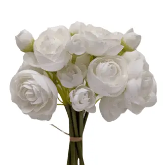 26cm 9pc Single Stem White Ranunculus Bunch