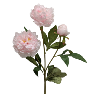 3 Head Pink Silk Peony