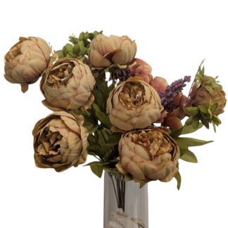 Coffee 6 Head Peony Bunch