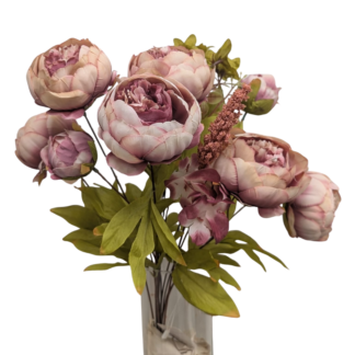 Dusty Rose 6 Head Peony Bunch