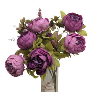 Purple 6 Head  Peony Bunch