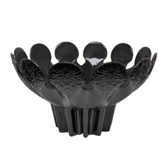8" Black Glass Petal Design Dish