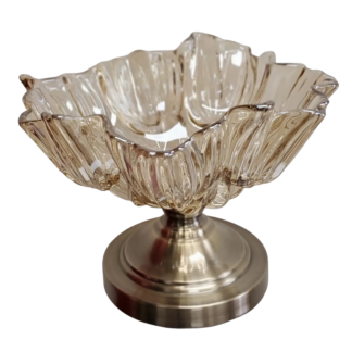 8" Glass and Gold Compote Vase