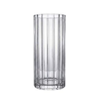 20cm Clear Glass Ribbed Cylinder Vase - 12/case