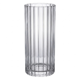 25cm Clear Glass Ribbed Cylinder Vase - 12/case