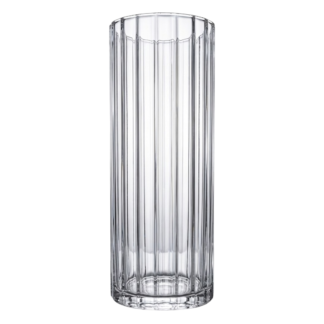 30cm Clear Glass Ribbed Cylinder Vase - 12/case