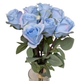 8pc Light Blue Single Stem Rose Bunch