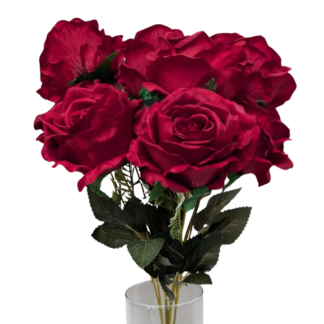 Large 9 Head Burgundy Rose Bunch