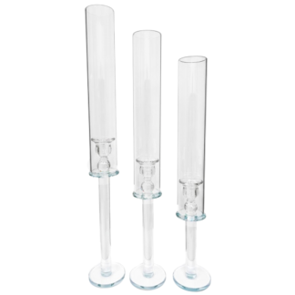 3pc Clear Glass Camilla Candle Holders - 4 sets/case