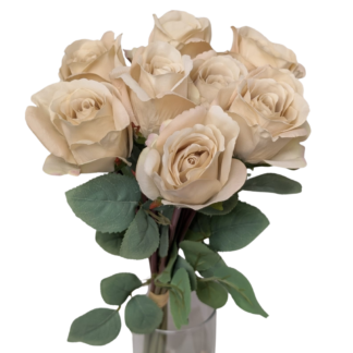 8pc Light Champagne Single Stem Rose Bunch