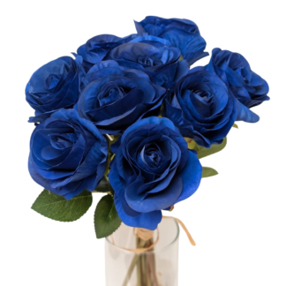 9pc Dark Blue Single Stem Rose Bunch