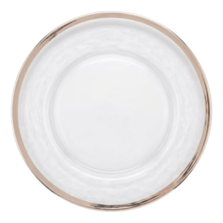 13" Clear Glass Champane Gold Edge Charger Plate 8/case