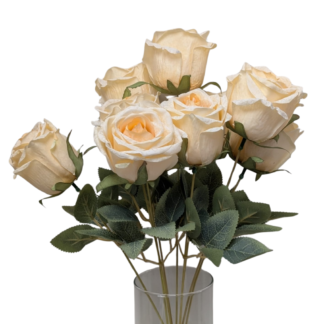 Small 9 Head Light Peach Rose Bunch
