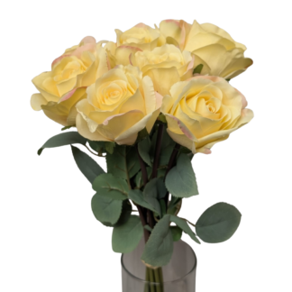 8pc 8cm Light Yellow Single Stem Rose Bunch