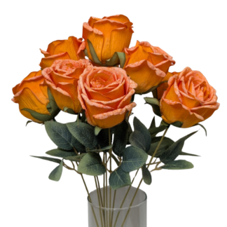 Small 9 Head Orange Rose Bunch