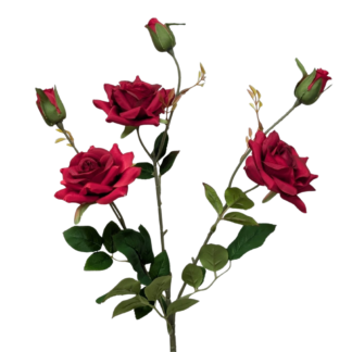 6 Head Red Single Stem Star Spray Rose