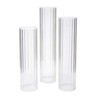 3pc Ribbed Glass Candle Shade Set - 4 sets/case