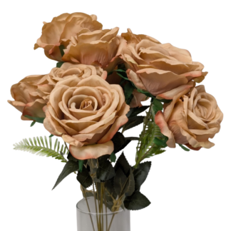 Large 9 Head Taupe Rose Bunch