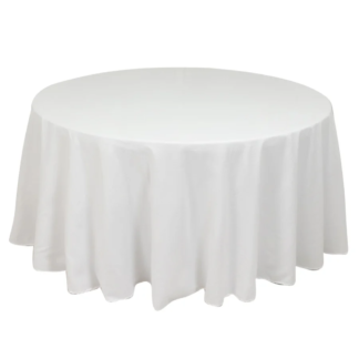 120" Round White Premium Poly/Cotton Tablecloth