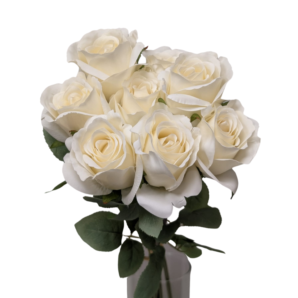 8pc Single Stem Rose Bunch – Ivory