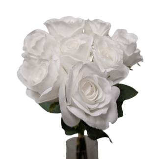 8pc Single Stem Rose Bunch - Pure White