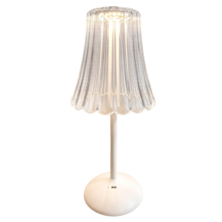 Rechargeable Lamp Centerpiece - White w/Clear Shade