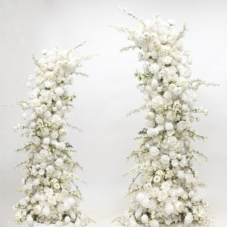 2pc. Deluxe Uneven Stand Arrangement - Mixed White Flowers