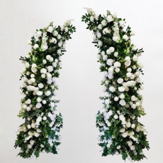 2pc. Deluxe Uneven Stand Arrangements - White Flowers w/ Greenery