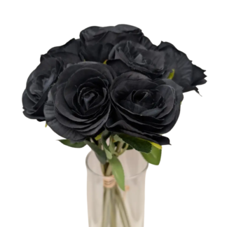 9pc Single Stem Rose Bunch - Black