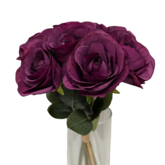 9pc Single Stem Rose Bunch - Dark Purple